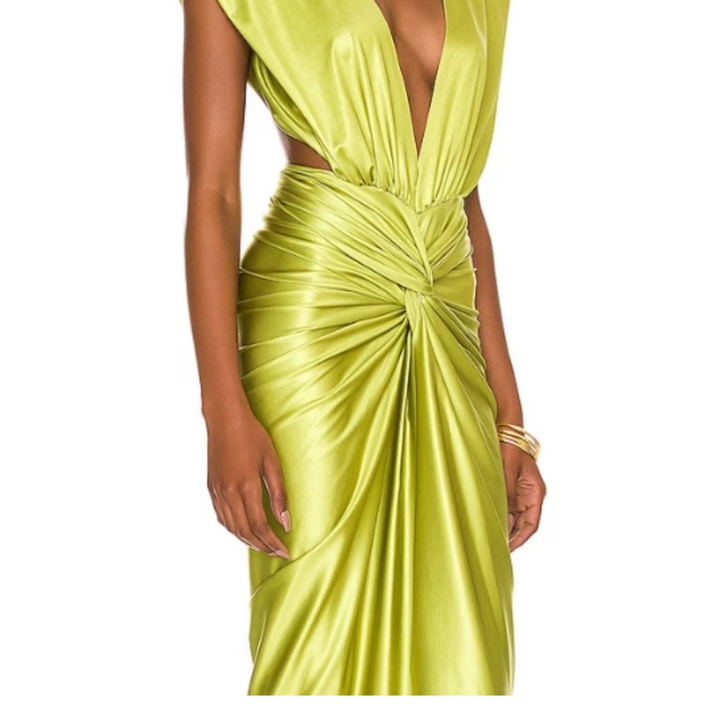 Baobab Collection Yellow Midi Dress with Flowy Fabric and Tie Waist